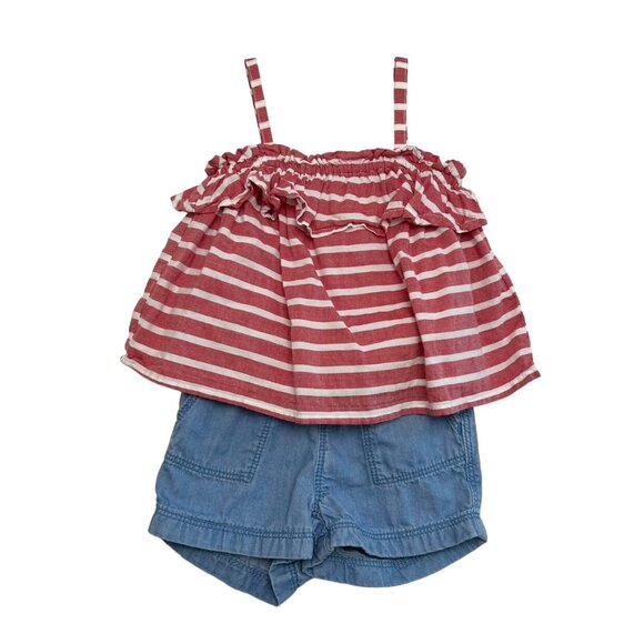 Old Navy Striped Ruffle Tank & Chambray Shorts - Picture 1 of 4